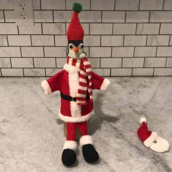 Vintage Christmas Wine Bottle Cover Santa Penguin - Picture 6 of 7